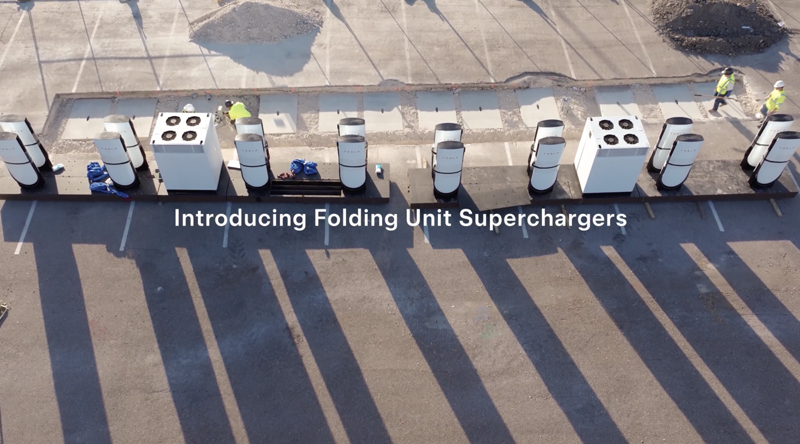 Tesla Reveals New Foldable Superchargers for Quicker and More Cost-Effective Installation