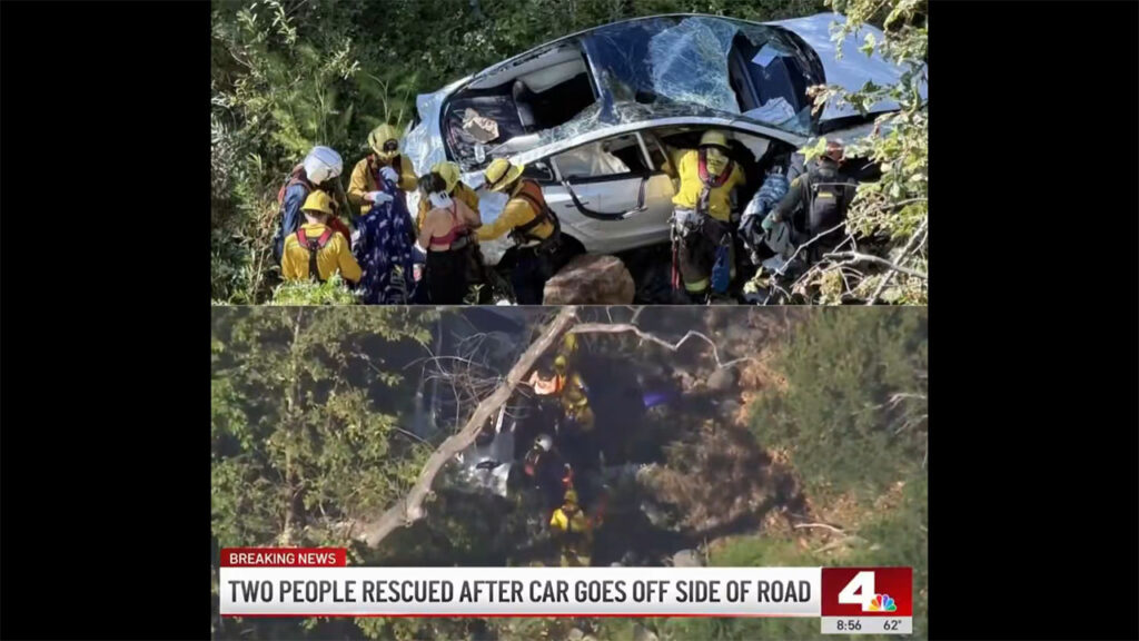 Tesla Model 3 miraculously survives 300 ft cliff fall in Malibu, occupants unharmed (video)
