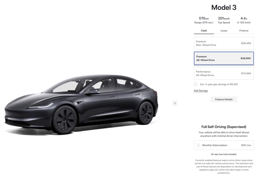 Tesla Introduces More Affordable Dual-Motor AWD Model 3 Option in Canada